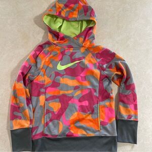 Nike Youth Kids Hoodie sweatshirt size medium M pink orange gray camo camouflage